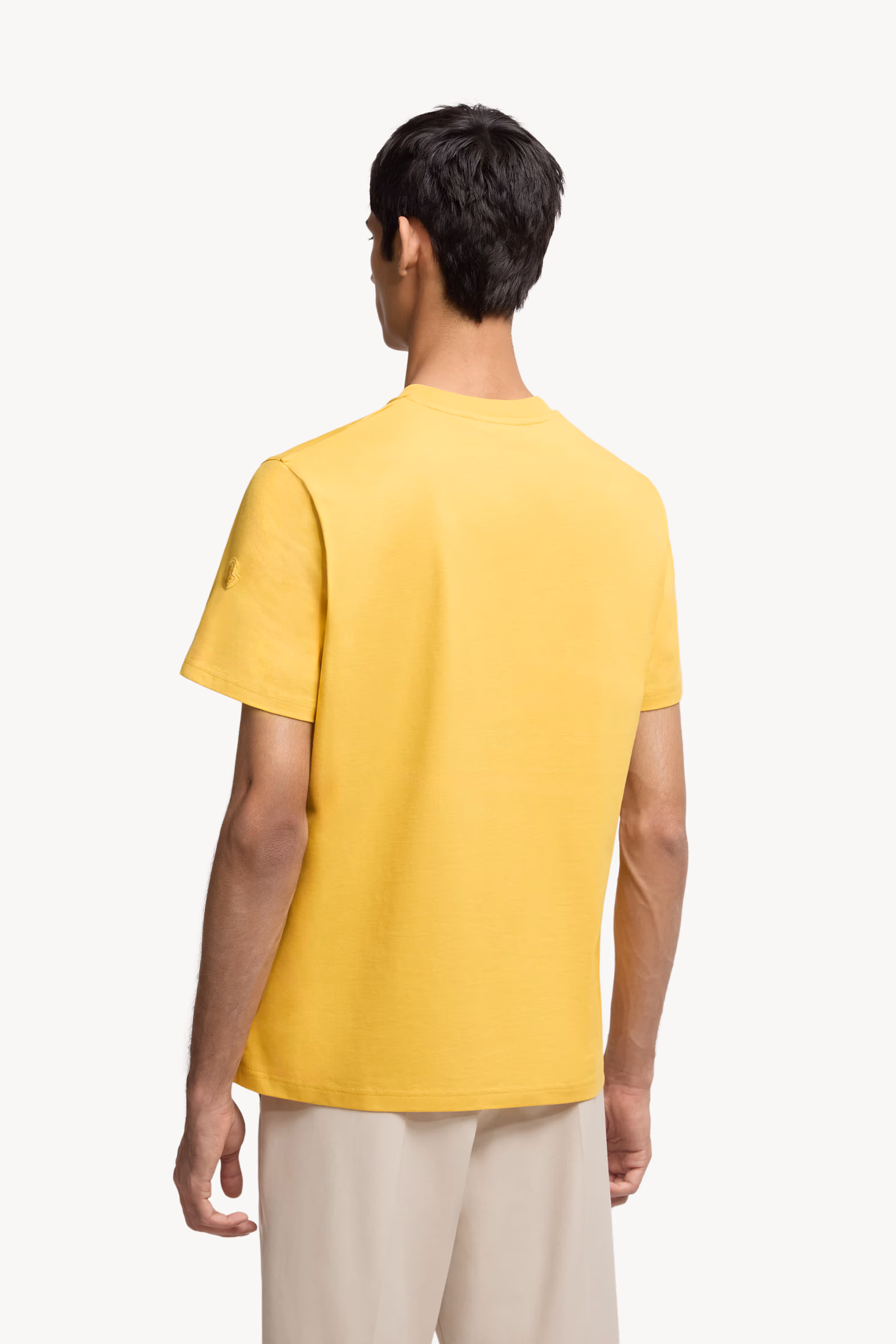 Logo Cotton T-Shirt Men Yellow Moncler 5